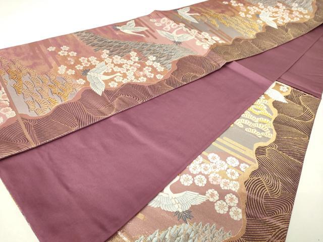 平和屋本店▼六通柄袋帯 飛鶴花文 純金二重箔 正絹 逸品 DABI1063sf
