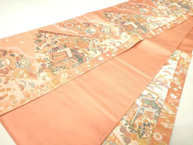 平和屋本店▼六通柄袋帯 裂取小袖文 24金箔 正絹 逸品 DABI1064sf