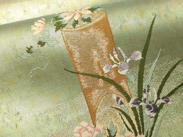 平和屋本店▼西陣 浅山織物謹製 太鼓柄袋帯 花遊美 本金箔 証紙付き 正絹 逸品 DABI1074sf