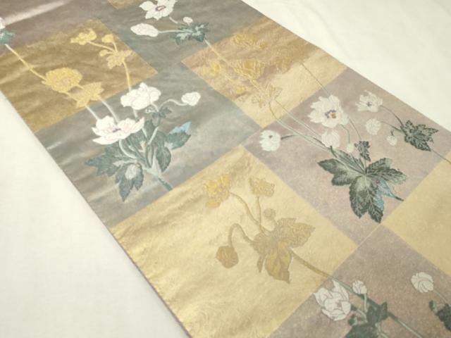 平和屋本店●西陣 長嶋成織物 ながしま帯 本加賀友禅作家 由水煌人 六通柄袋帯 唐織 秋明菊 本金箔 瀞金錦 正絹 逸品 DABI1083sf