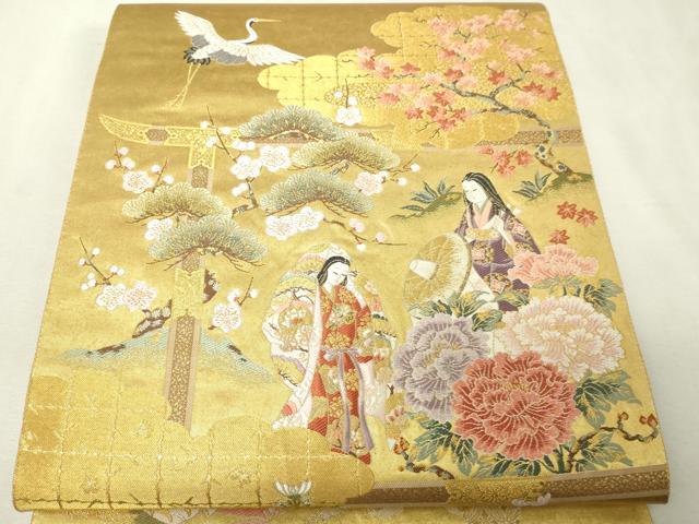 平和屋本店●西陣 長嶋成織物 ながしま帯 六通柄袋帯 陽光華宴 本金箔 瀞金錦 正絹 逸品 DABI1088sf