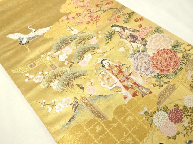 平和屋本店●西陣 長嶋成織物 ながしま帯 六通柄袋帯 陽光華宴 本金箔 瀞金錦 正絹 逸品 DABI1088sf