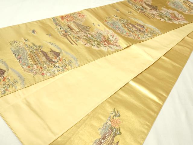 平和屋本店●六通柄袋帯 離宮迎賓絵文 本金箔 金泥箔 正絹 逸品 DABI1093sf