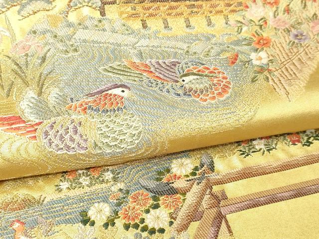 平和屋本店●六通柄袋帯 離宮迎賓絵文 本金箔 金泥箔 正絹 逸品 DABI1093sf