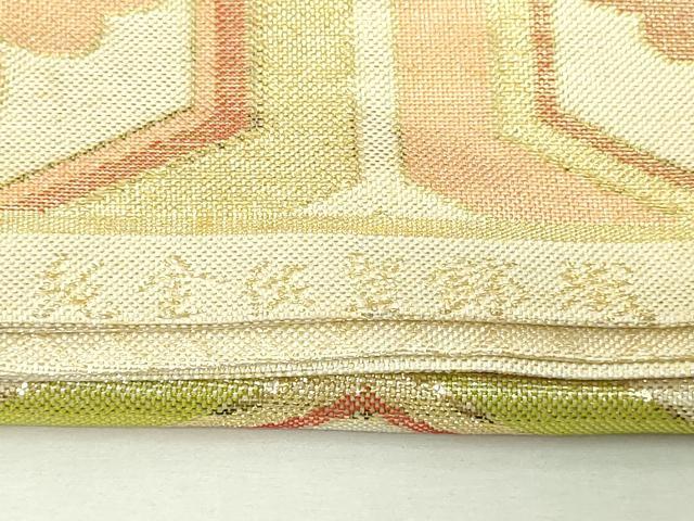 平和屋本店▼六通柄袋帯 純金佐賀錦織 亀甲花文 正絹 逸品 DABI1096sf