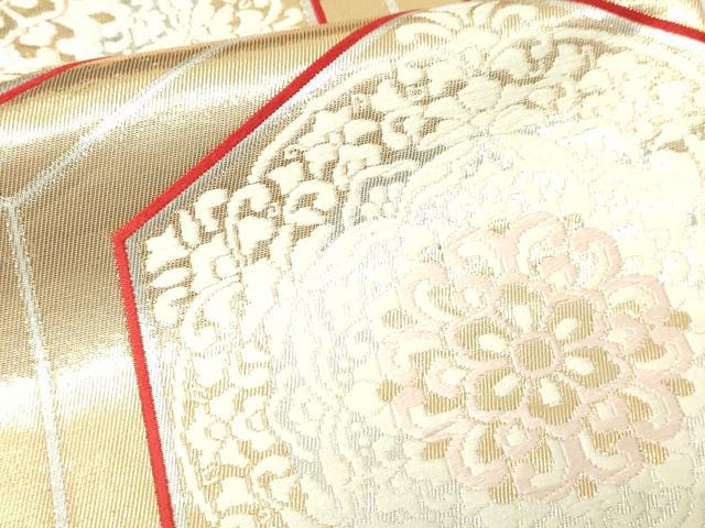 平和屋本店▼六通柄袋帯 亀甲正倉院花文 本金二重箔 正絹 逸品 DABI1097sf
