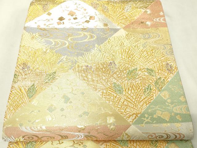 平和屋本店▼六通柄袋帯 寿福八吉松 繁昌の松 本金・プラチナ 正絹 逸品 DABI1111sf