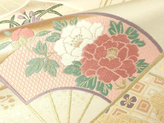 平和屋本店▼六通柄袋帯 唐織 春秋百扇文 本金箔 正絹 逸品 DABI1113sf