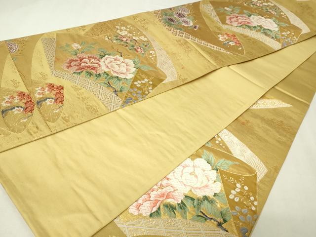 平和屋本店▼六通柄袋帯 唐織 仙兆花文 本金箔二重箔 正絹 逸品 DABI1122sf
