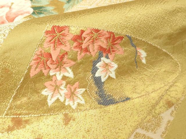 平和屋本店▼六通柄袋帯 唐織 仙兆花文 本金箔二重箔 正絹 逸品 DABI1122sf