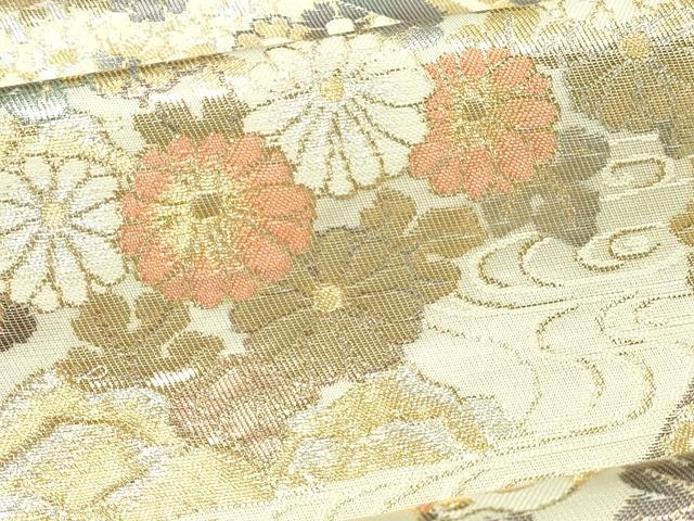 平和屋本店▼六通柄袋帯 孔雀花文 本金二重引箔 正絹 逸品 DABI1126sf