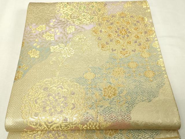 平和屋本店▼六通柄袋帯 正倉院更紗花鳥文 純金二重箔 正絹 逸品 DABI1132sf