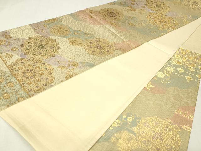 平和屋本店▼六通柄袋帯 正倉院更紗花鳥文 純金二重箔 正絹 逸品 DABI1132sf