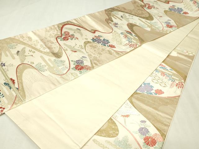 平和屋本店▼六通柄袋帯 袋帯彩錦 飛鶴花文 本金箔24K 正絹 逸品 DABI1137sf
