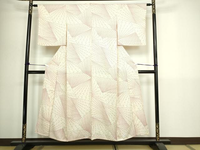 平和屋着物▽上質な小紋 単衣 抽象文様 正絹 逸品 DABI1141sf