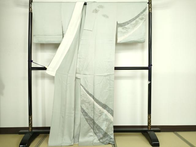 平和屋着物▽中国三大刺繍 汕頭刺繍 スワトウ刺繍 訪問着 単衣 絞り 地紙草花文 正絹 逸品 DABI1151sf