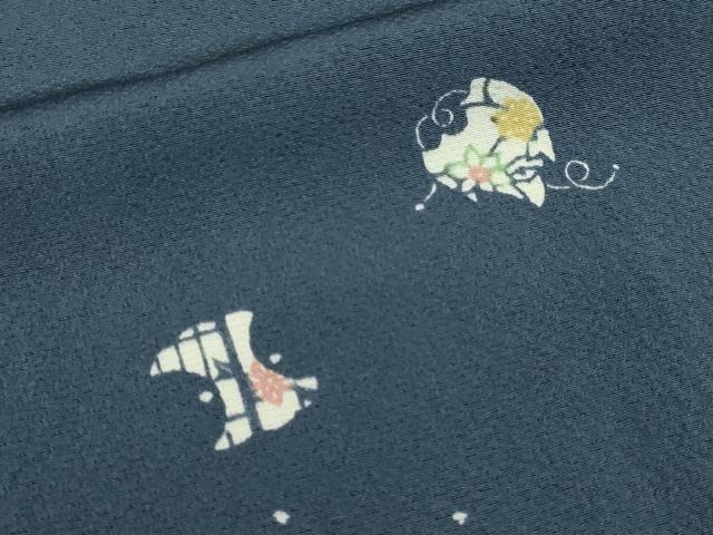 平和屋着物▽上質な小紋 単衣 型染め 舞葉文 正絹 逸品 DABI1155sf