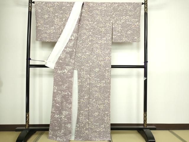 平和屋着物▽上質な小紋 単衣 草花文 正絹 逸品 DABI1159sf