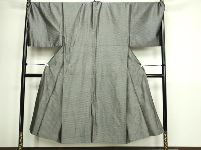 平和屋着物▽男性 お召 単衣 変わり間道 キングサイズ 正絹 逸品 DABI1161sf