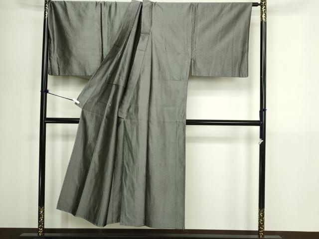 平和屋着物▽男性 お召 単衣 変わり間道 キングサイズ 正絹 逸品 DABI1161sf