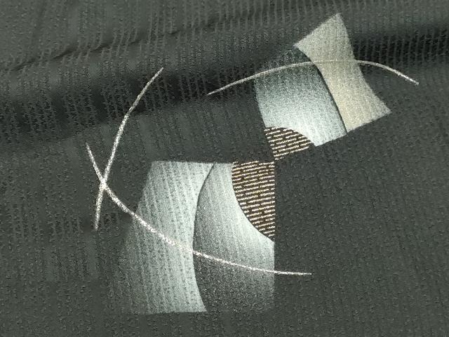 平和屋着物▽訪問着 単衣 竹屋町刺繍 抽象文様 暈し染め 黒地 正絹 逸品 DABI1164sf