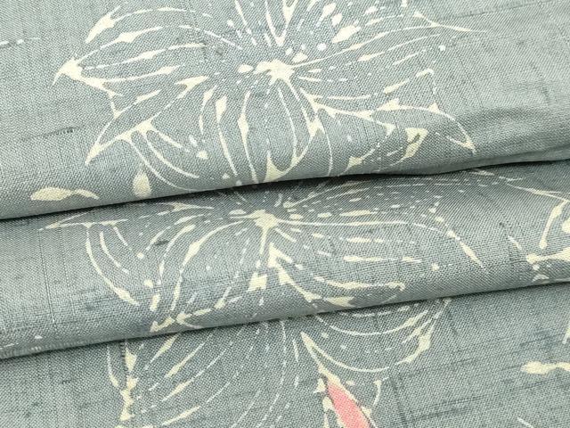 平和屋着物▽上質な小紋 単衣 紬地 舞花文 正絹 逸品 DABI1169sf