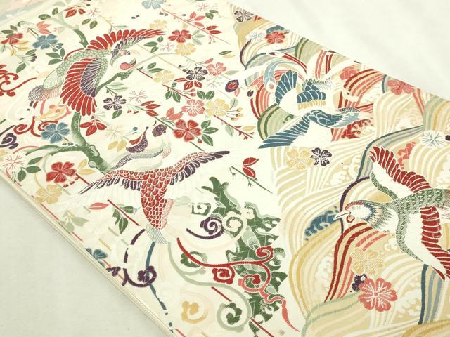 平和屋本店▼六通柄袋帯 唐織 花鳥文 九百錦純金箔24k 正絹 逸品 DABI1180sf