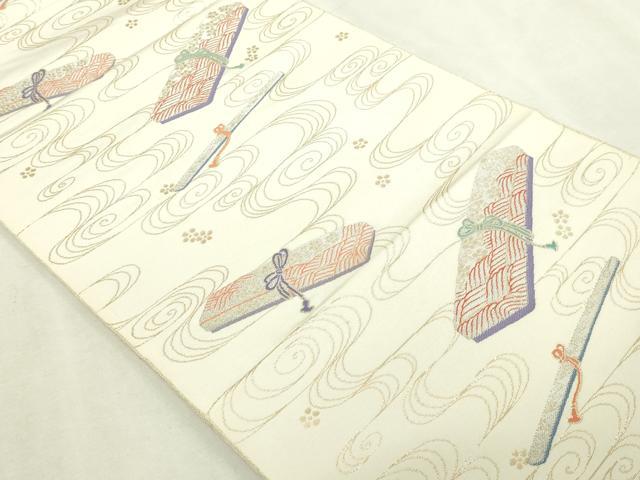 平和屋本店▼六通柄袋帯 蒔絵文箱 純金箔 正絹 逸品DABI1187sf