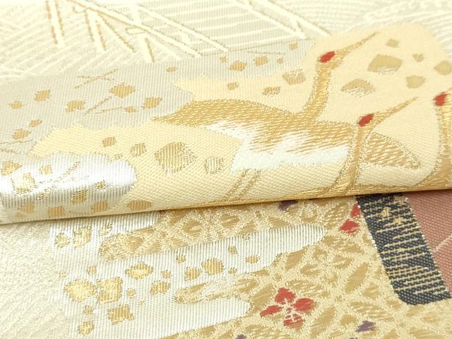 平和屋本店▼六通柄袋帯 草花文 純金二重箔 正絹 逸品 DABI1189sf