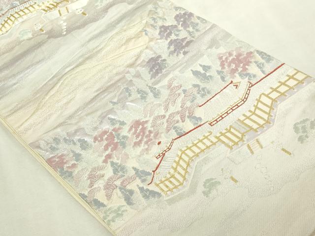 平和屋本店▼六通柄袋帯 風景文 本金二重箔 正絹 逸品 DABI1193sf