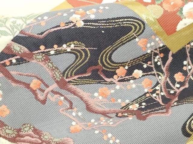 平和屋本店▼六通柄袋帯 九百錦 色紙飛鶴花文 純金箔 正絹 逸品 DABI1194sf