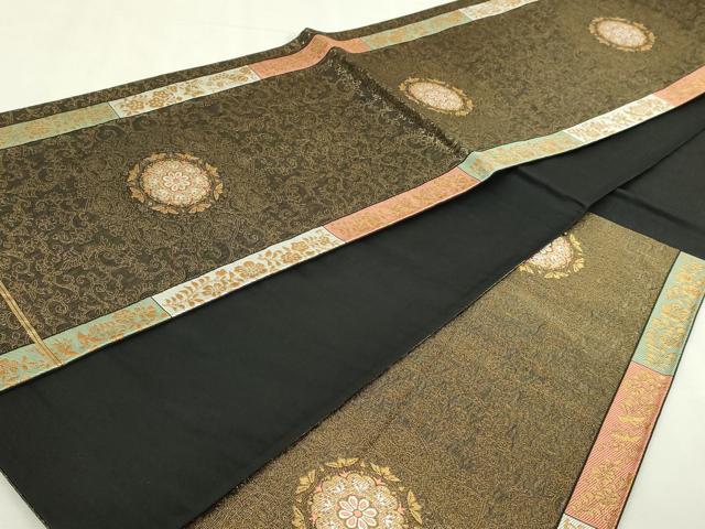 平和屋本店▼六通柄袋帯 正倉院花文 二十四金箔 正絹 逸品 DABI1198sf