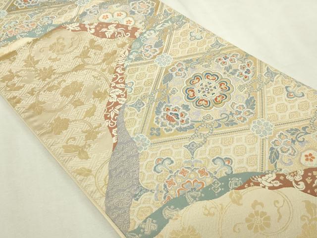 平和屋本店▼六通柄袋帯 名繍聨曲紋 本金箔 正絹 逸品 DABI1199sf