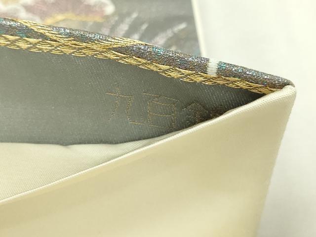 平和屋本店▼六通柄袋帯 唐織 九百錦 孔雀花文 本金箔 正絹 逸品 DABI1202sf