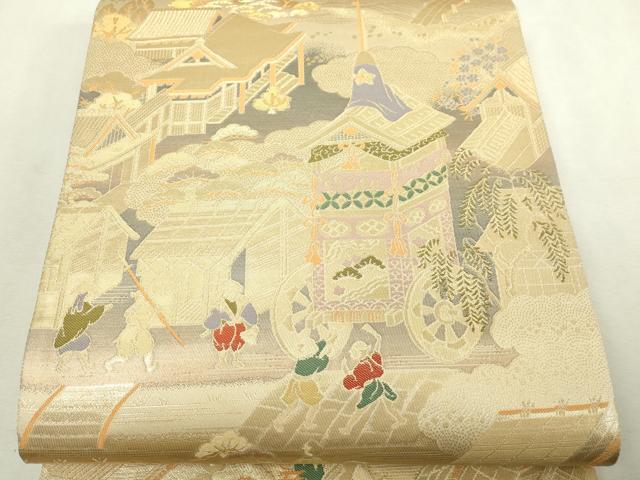 平和屋本店▼六通柄袋帯 祇園祭之図 純金二重箔 正絹 逸品 DABI1206sf