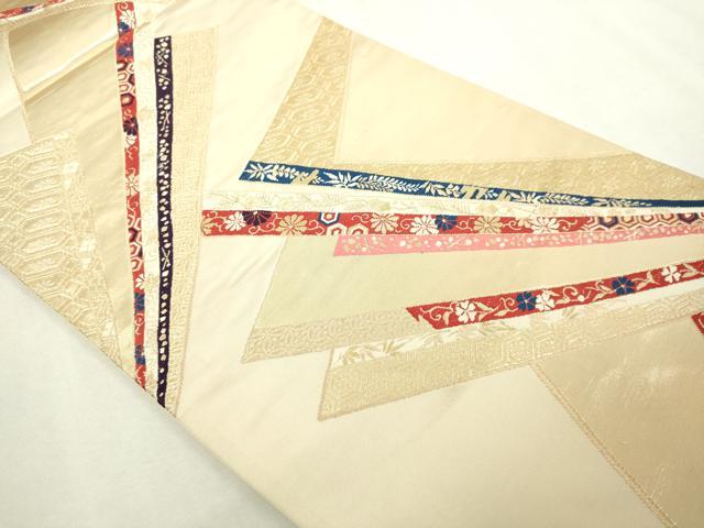 平和屋本店▼六通柄袋帯 切嵌花文 本金箔錦 二重織 正絹 逸品 DABI1208sf