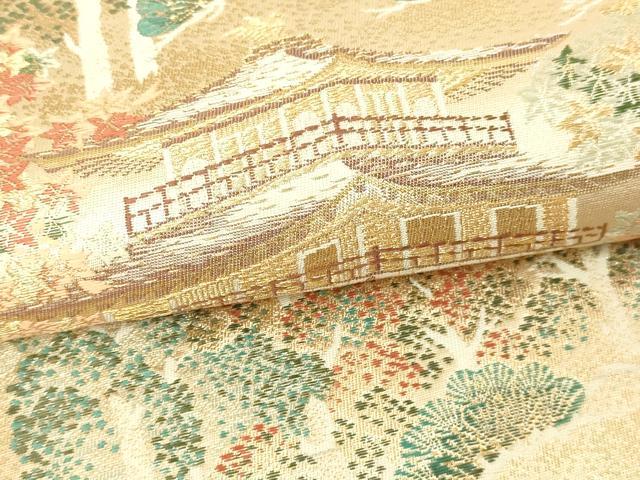 平和屋本店▼六通柄袋帯 九百錦 風景文 本金弐重箔 正絹 逸品 DABI1213sf