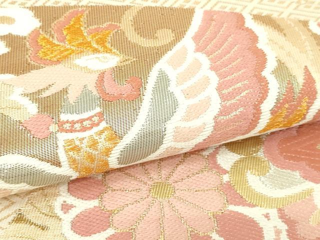 平和屋本店▼佐賀錦 六通柄袋帯 鳳凰花文 24K本金箔 プラチナ箔 正絹 逸品 DABI1214sf