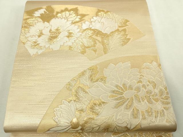 平和屋本店▼六通柄袋帯 地紙花文 純金二重箔 正絹 逸品 DABI1216sf