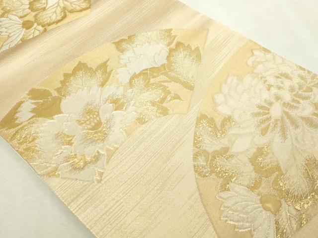 平和屋本店▼六通柄袋帯 地紙花文 純金二重箔 正絹 逸品 DABI1216sf
