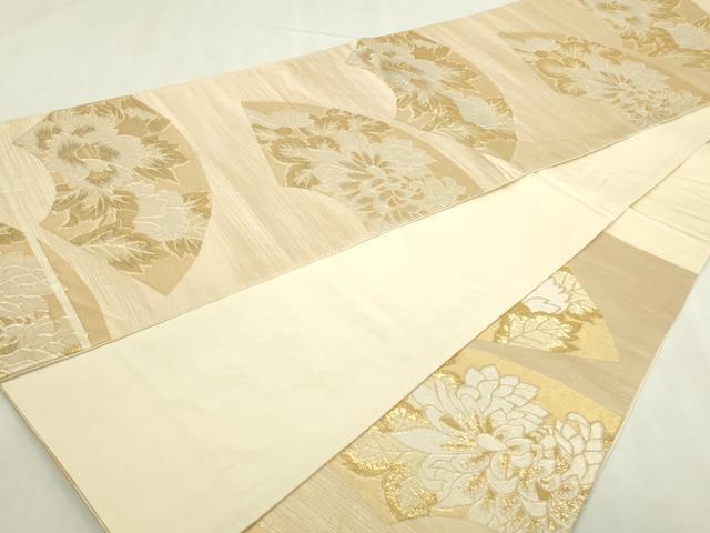 平和屋本店▼六通柄袋帯 地紙花文 純金二重箔 正絹 逸品 DABI1216sf