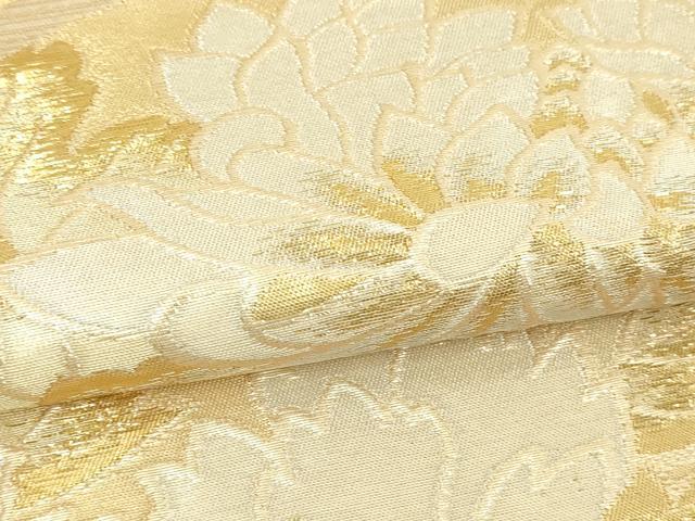 平和屋本店▼六通柄袋帯 地紙花文 純金二重箔 正絹 逸品 DABI1216sf