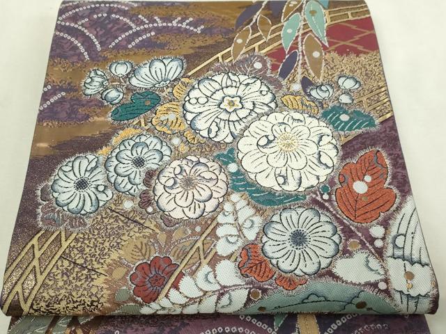 平和屋本店▼六通柄袋帯 辻ヶ花 水明寿花文 本金箔 正絹 逸品 DABI1220sf