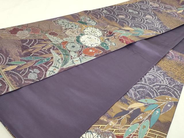 平和屋本店▼六通柄袋帯 辻ヶ花 水明寿花文 本金箔 正絹 逸品 DABI1220sf