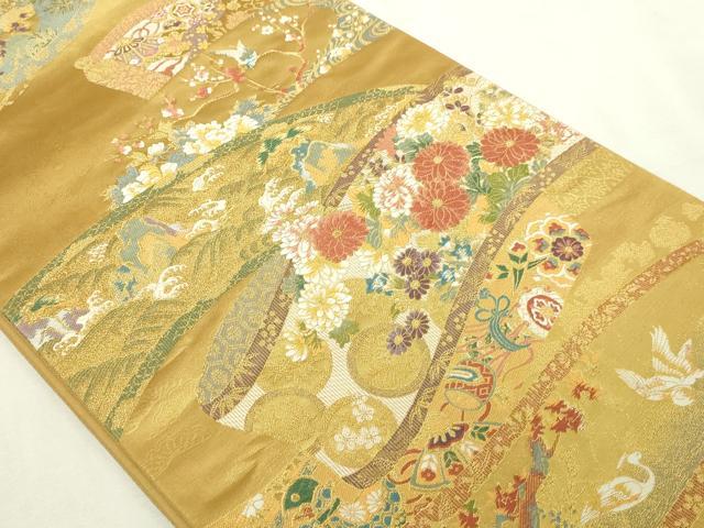 平和屋本店▼六通柄袋帯 琳派瑞祥錦 本金箔つづれ 正絹 逸品 DABI1231sf