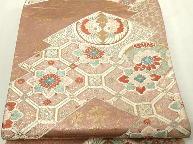 平和屋本店▼六通柄袋帯 唐織 松風 弐捨四金箔 正絹 逸品 DABI1232sf