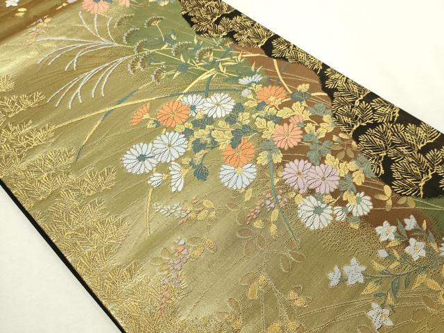 平和屋本店▼六通柄袋帯 華苑蒔絵錦 本金二重箔 正絹 逸品 DABI1233sf
