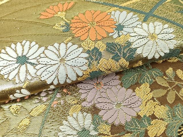 平和屋本店▼六通柄袋帯 華苑蒔絵錦 本金二重箔 正絹 逸品 DABI1233sf