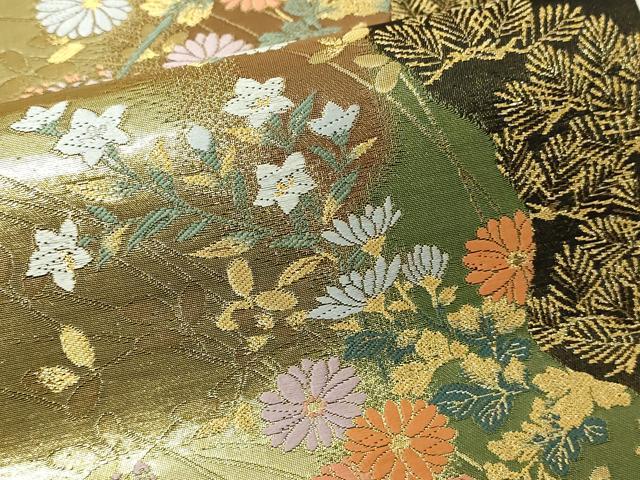 平和屋本店▼六通柄袋帯 華苑蒔絵錦 本金二重箔 正絹 逸品 DABI1233sf