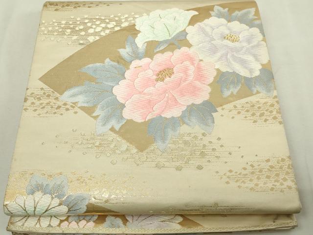 平和屋本店▼六通柄袋帯 唐織 草花文 純絵箔貮拾四金 正絹 逸品 DABI1246sf